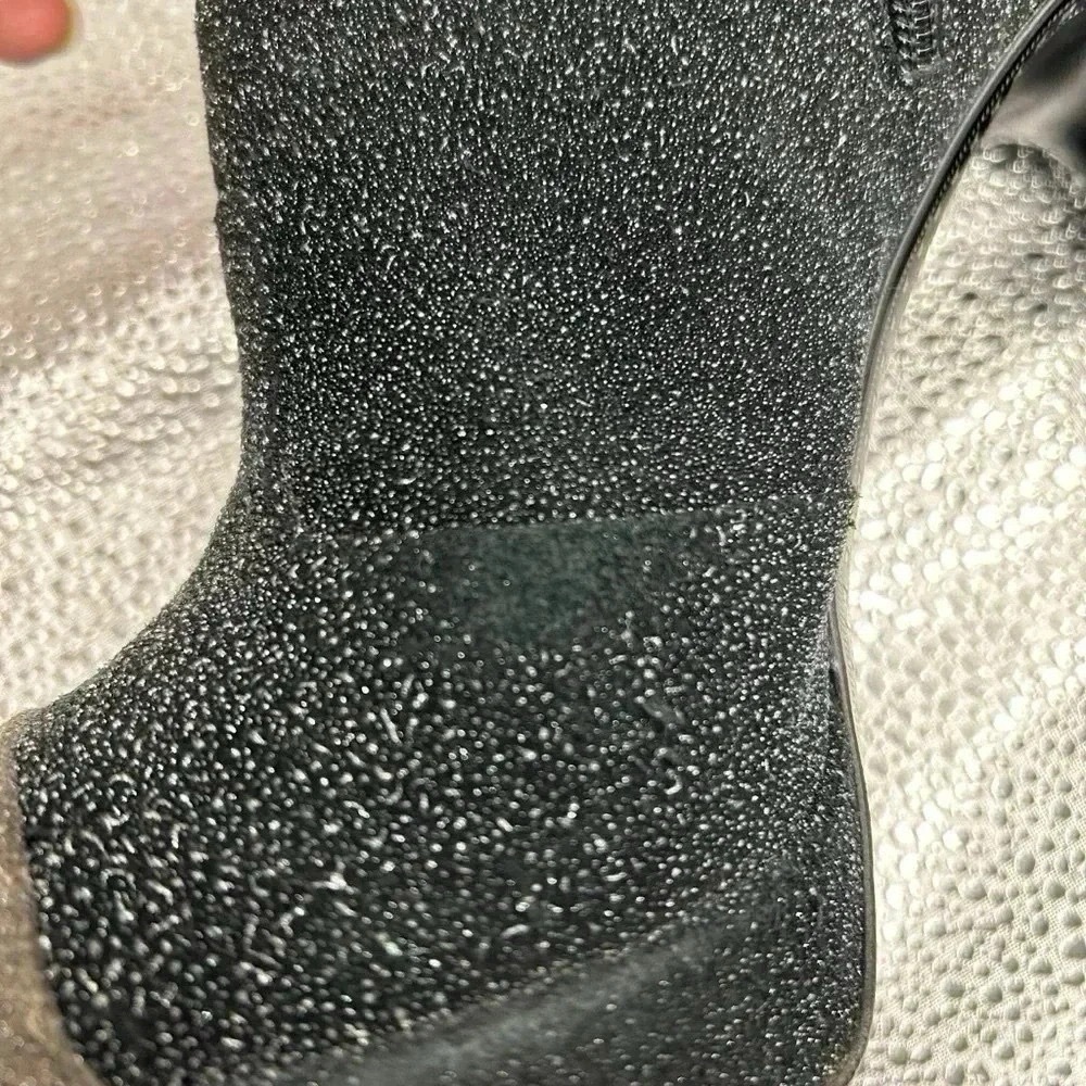 Chanel Glitter Suede CC Cap Toe Ankle Boots Black 40.5 Stiletto Heels - Picture 10 of 15